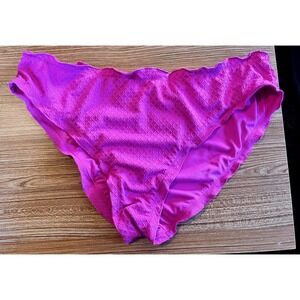 POWER‎ 2 THE FLOWER Bright Pink Textured Ruched Bikini Bottoms Size 1X